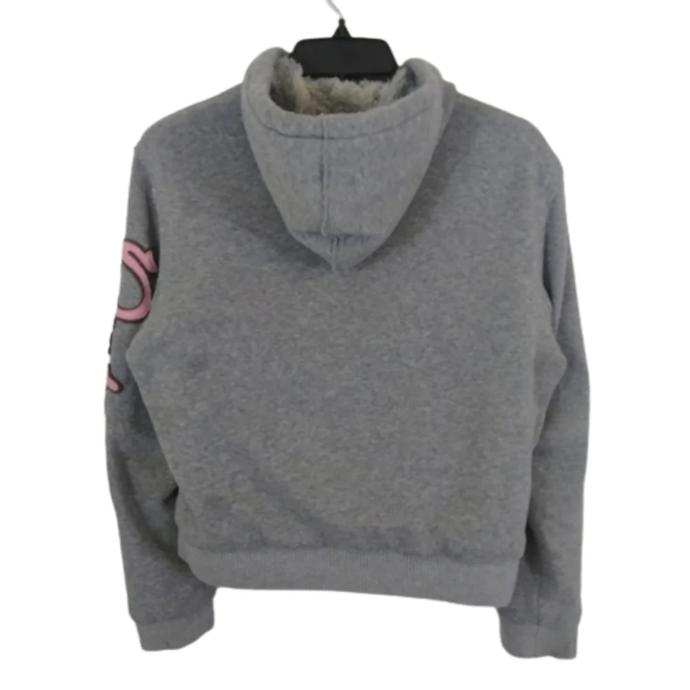 BB Jeans Cotton Collection Gray Fuzzy Soft American 68 Zipper Sweater Hoodie Top